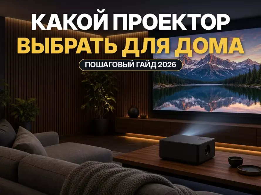 Какой проектор выбрать для дома: проектор в уютной гостиной показывает большое изображение на экране