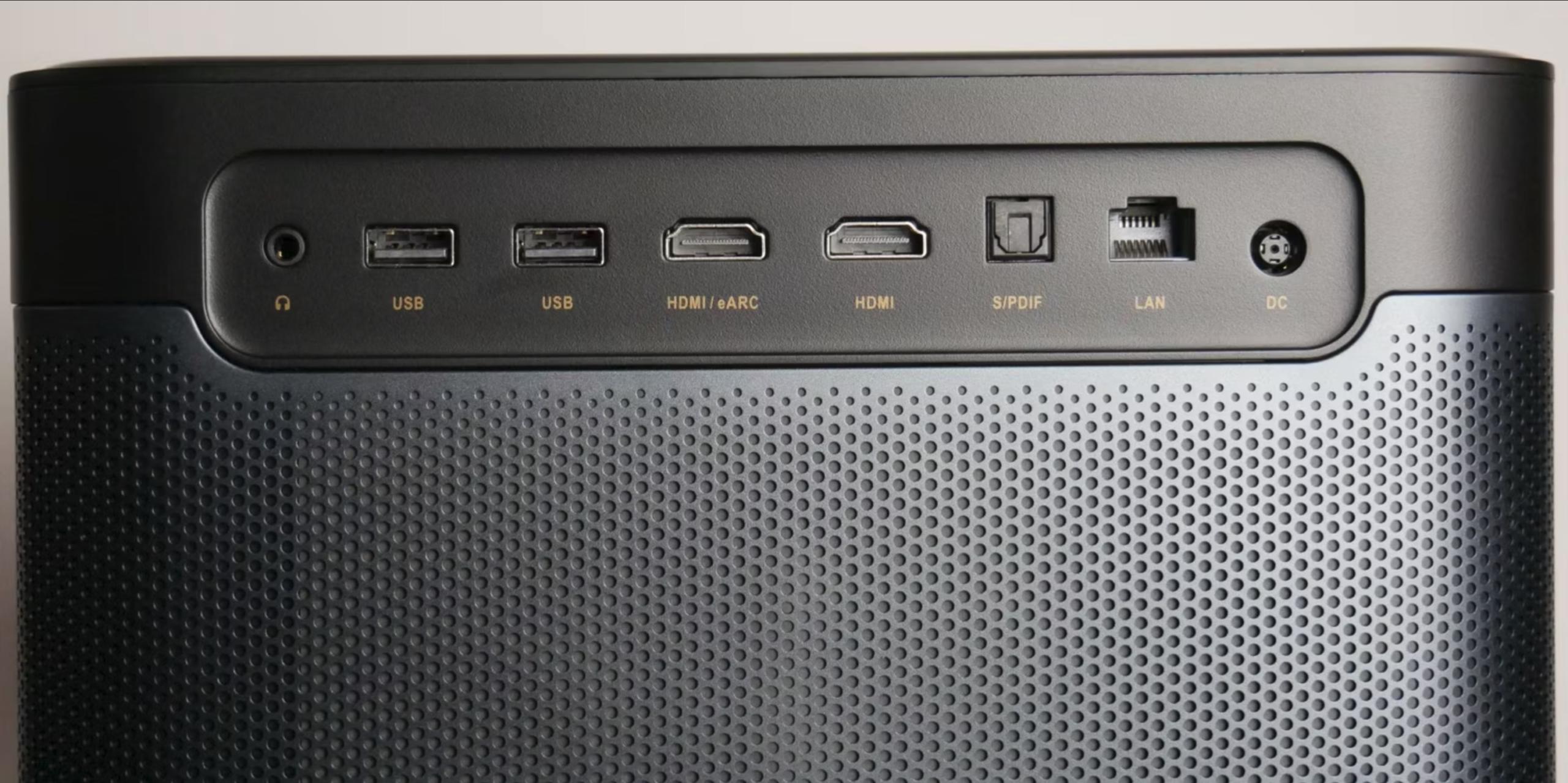 Задняя панель Dangbei Mars Pro: HDMI, USB, LAN, аудиовыходы