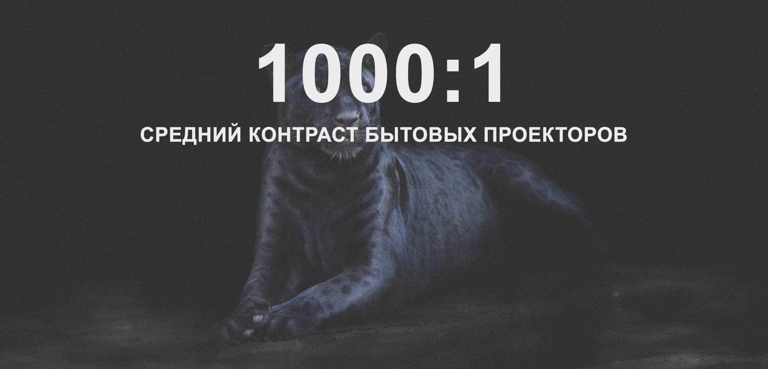 Средний контраст бытовых проекторов 1000:1: сероватый чёрный